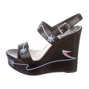 Dior Paradise Leather Wedge Sandals